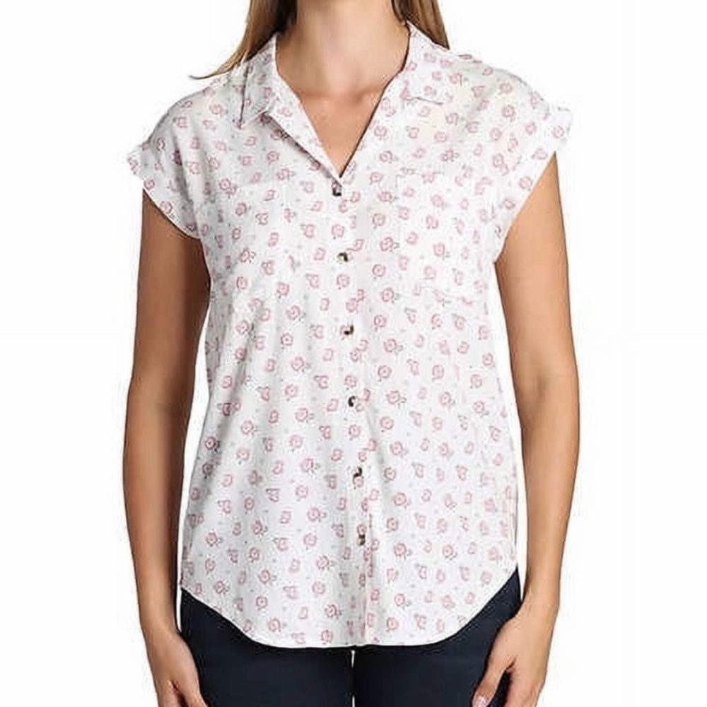 NWOT Jachs Girlfriend | casual floral rayon blouse button up shirt top women’s S